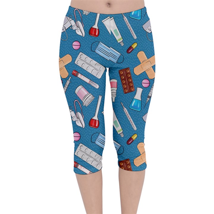 Medicine Pattern Velvet Capri Leggings 