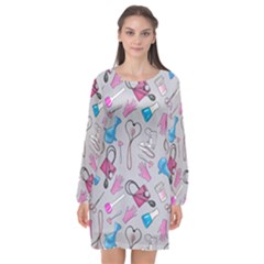 Medicine Long Sleeve Chiffon Shift Dress  by SychEva