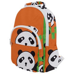 Panda Animal Orange Sun Nature Rounded Multi Pocket Backpack by Semog4