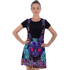 Gamer Life Velvet Suspender Skater Skirt by minxprints