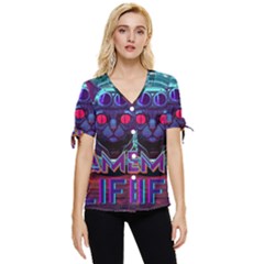 Gamer Life Bow Sleeve Button Up Top by minxprints