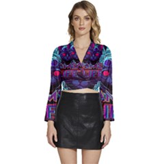 Gamer Life Long Sleeve Tie Back Satin Wrap Top by minxprints