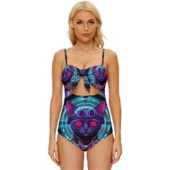 Gamer Life Knot Front One-piece Swimsuit by minxprints