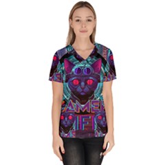 Gamer Life Women s V-neck Scrub Top by minxprints