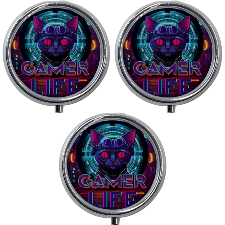 Gamer Life Mini Round Pill Box (Pack of 3)