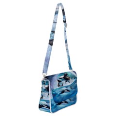 Orca Wave Water Underwater Sky Shoulder Bag With Back Zipper by Semog4