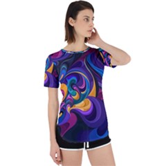 Colorful Waves Abstract Waves Curves Art Abstract Material Material Design Perpetual Short Sleeve T-shirt by Semog4