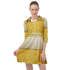 Texture Pattern Macro Glass Of Beer Foam White Yellow Art Mini Skater Shirt Dress by Semog4