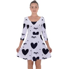 Hearts-57 Quarter Sleeve Skater Dress by nateshop