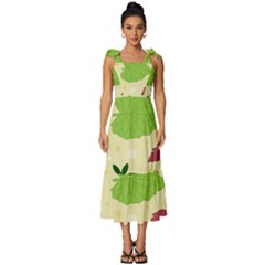 Leaves-140 Tie-strap Tiered Midi Chiffon Dress by nateshop