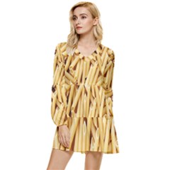 Pasta-79 Tiered Long Sleeve Mini Dress by nateshop