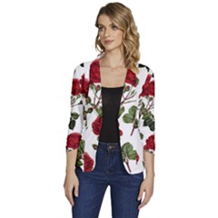 Roses-51 Women s One-button 3/4 Sleeve Short Jacket by nateshop