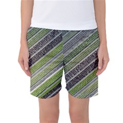 Field Agriculture Farm Stripes Diagonal Women s Basketball Shorts by Jancukart