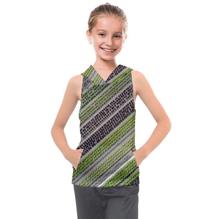 Field Agriculture Farm Stripes Diagonal Kids  Sleeveless Hoodie