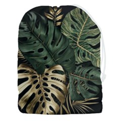 Tropical Leaves Foliage Monstera Nature Home Art Drawstring Pouch (3xl) by Jancukart