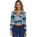 Waves Wave Nature Beach Long Sleeve V-Neck Top View1