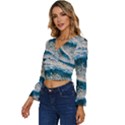 Waves Wave Nature Beach Long Sleeve V-Neck Top View2