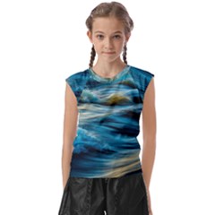 Waves Abstract Waves Abstract Kids  Raglan Cap Sleeve Tee by Semog4