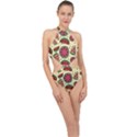 Watermelon Pattern Slices Fruit Halter Side Cut Swimsuit View1