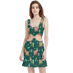 Cute Christmas Pattern Doodle Velour Cutout Dress by Semog4