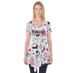 Christmas Themed Seamless Pattern Short Sleeve Tunic  by Semog4