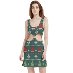 Beautiful Knitted Christmas Pattern Velour Cutout Dress by Semog4