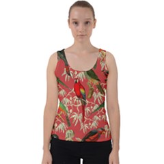 Vintage Tropical Birds Pattern In Pink Velvet Tank Top by CCBoutique