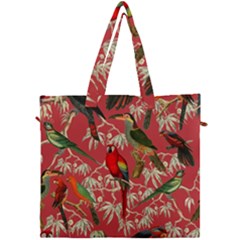 Vintage Tropical Birds Pattern In Pink Canvas Travel Bag by CCBoutique