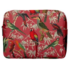 Vintage Tropical Birds Pattern In Pink Make Up Pouch (large) by CCBoutique