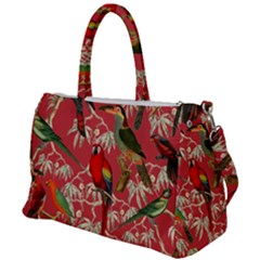 Vintage Tropical Birds Pattern In Pink Duffel Travel Bag by CCBoutique