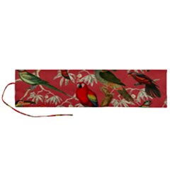 Vintage Tropical Birds Pattern In Pink Roll Up Canvas Pencil Holder (l) by CCBoutique