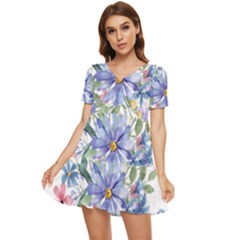 Flower Tiered Short Sleeve Babydoll Dress by zappwaits