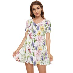 Bunch Of Flowers Tiered Short Sleeve Babydoll Dress by zappwaits