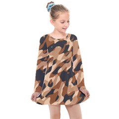 Abstract Camouflage Pattern Kids  Long Sleeve Dress by Jack14