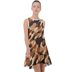 Abstract Camouflage Pattern Frill Swing Dress by Jack14