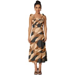 Abstract Camouflage Pattern Tie-strap Tiered Midi Chiffon Dress by Jack14