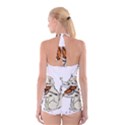 Cat Playing The Violin Art Boyleg Halter Swimsuit  View2