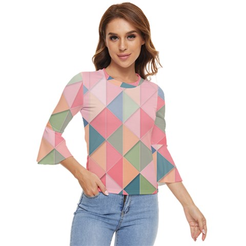 Background Geometric Triangle Bell Sleeve Top by Semog4