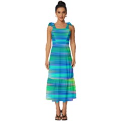 Wave Rainbow Bright Texture Tie-strap Tiered Midi Chiffon Dress by Semog4