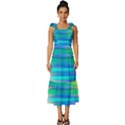 Wave Rainbow Bright Texture Tie-Strap Tiered Midi Chiffon Dress View1