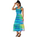 Wave Rainbow Bright Texture Tie-Strap Tiered Midi Chiffon Dress View2