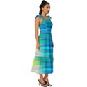 Wave Rainbow Bright Texture Tie-Strap Tiered Midi Chiffon Dress View3