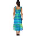 Wave Rainbow Bright Texture Tie-Strap Tiered Midi Chiffon Dress View4