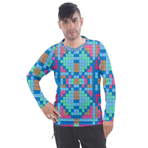 Checkerboard-squares-abstract Men s Pique Long Sleeve Tee by Semog4