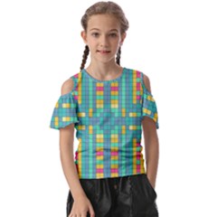 Checkerboard-squares-abstract- Kids  Butterfly Cutout Tee by Semog4