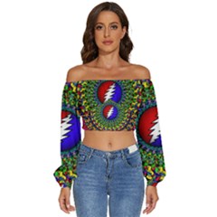 Grateful Dead Long Sleeve Crinkled Weave Crop Top by Semog4