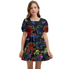 Grateful Dead Pattern Kids  Short Sleeve Dolly Dress by Semog4