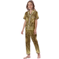 Background Pattern Golden Yellow Kids  Satin Short Sleeve Pajamas Set by Semog4