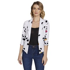 Playing Pandas Cartoons Women s Draped Front 3/4 Sleeve Shawl Collar Jacket by Semog4