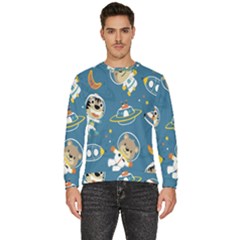 Seamless Pattern Funny Astronaut Outer Space Transportation Men s Fleece Sweatshirt by Semog4